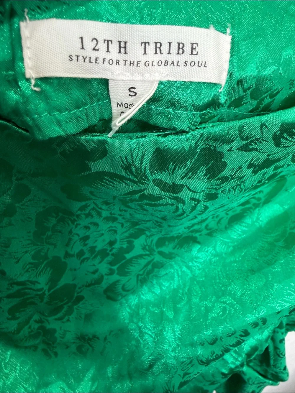 12th Tribe‎ St. Barths Emerald Jacquard Crop Top and mini skirt set Sz Small
